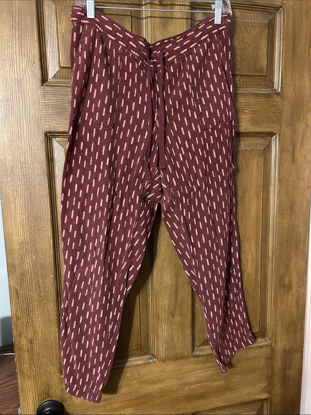 Women’s Boho Maroon Patterned Drawstring Pants